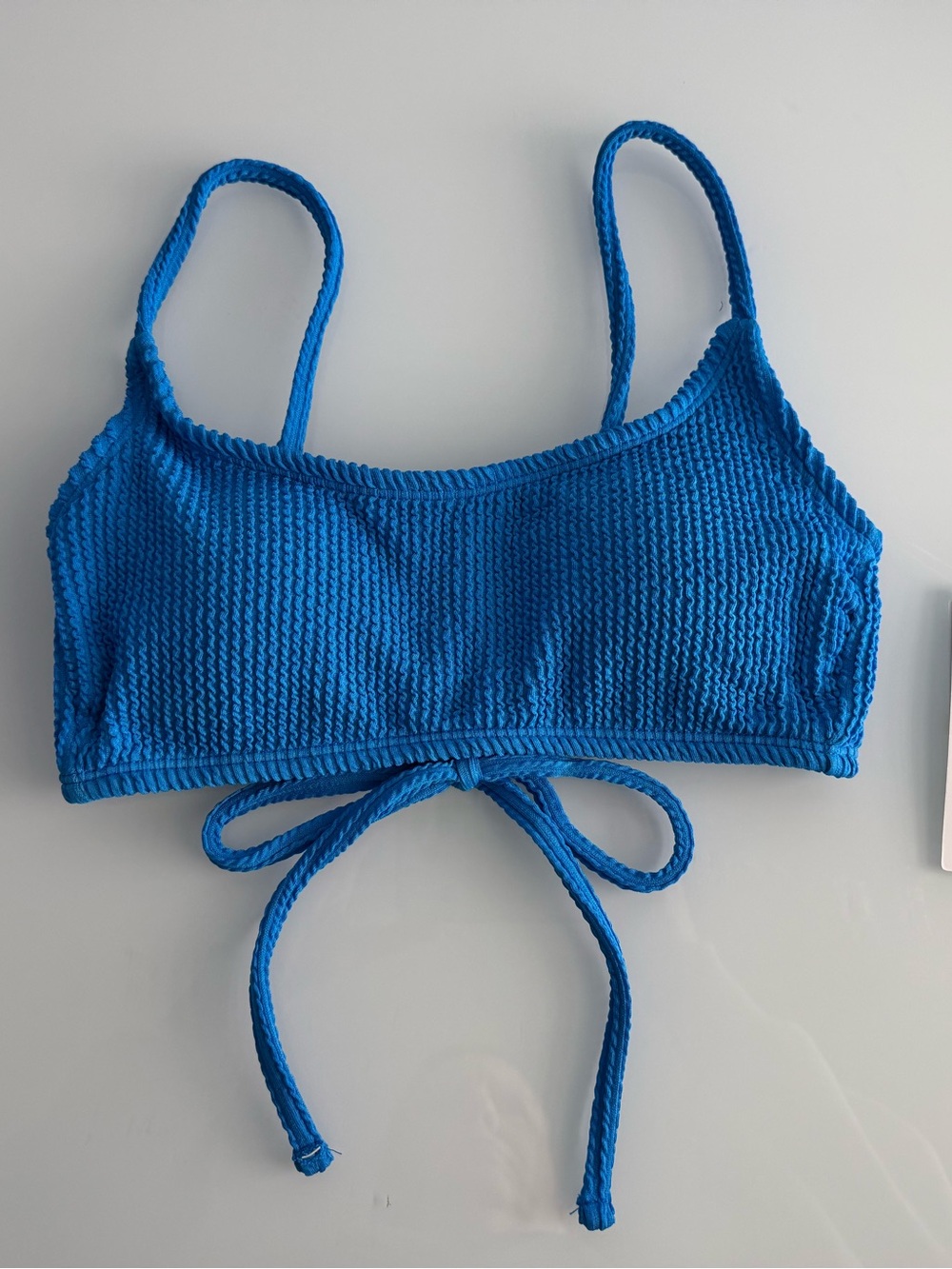 Salt + Cove Juniors' Blue Ribbed Scoop-Neck Bralette Bikini Top Size Small